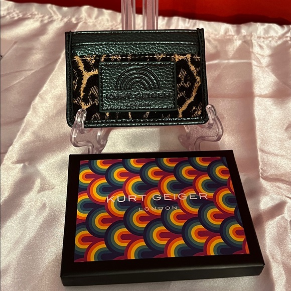 Kurt Geiger Black and Tan Animal Print Card Holder - Picture 1 of 6
